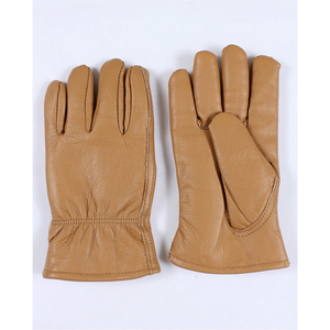 Guantes de conductor de grano de cuero de vaca amarillos Función anticorte Guantes de cuero de trabajo de seguridad de construcción de Palma reforzada ajustable - Product Image 2