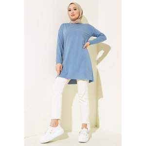 Túnica lisa de manga larga índigo - Product Image 1