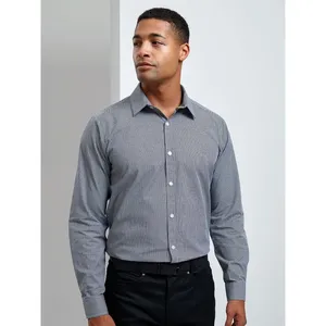 Polo à manches longues en gingham pour homme, pour la promotion de l'image de l'entreprise - Product Image 1