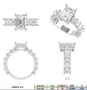 แหวนทอง14K สุดหรูพร้อมศูนย์3ct ตัดเพชรที่ทำจากมรกตและวงนิรันดร์ของห้องปฏิบัติการปลูกเพชร CVD สำหรับงานหมั้นของผู้หญิง - Product Image 4