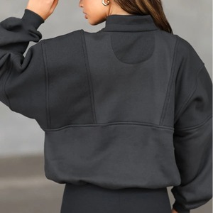 Sweat Femme Demi Zip Épaule Chute Fitness Sportswear Automne Manches Longues Sweat Haute Qualité Polaire Chaud Sweat - Product Image 5