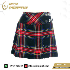 Vente en gros Kilts écossais de haute qualité New Ladies Black Stewart Tartan Scottish Mini Billie Kilt - Product Image 2