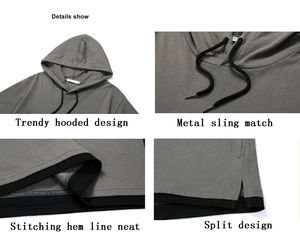 Men's Short Sleeve Cotton Oversized <b>T</b>-<b>Shirt</b> <b>with</b> <b>Hood</b> Street Style Hip Hop Wholesale - Product Image 6