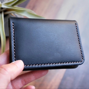 <b>Personalised</b> Black Leather Card <b>Wallet</b> Card Holder Business Card Holder Anniversary Gift Fathers Day LCR-0088 - Product Image 1