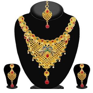 Kriaa Conjunto de Joyería Fina Collar de Piedra Granate y Maang, Conjunto de Joyería Fina, Collar de Piedra y Maang, Conjunto de Joyería Fina Kriaa - Product Image 1