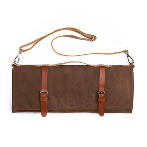Rouleau à couteaux en cuir et toile, organiseur de couteaux de chef, sac de rangement pour la cuisine professionnelle LCKR-0025 - Product Image 2