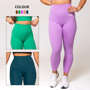 Mallas de yoga para mujer, pantalones elásticos sin costuras de cintura alta, mallas cómodas de tela suave para uso diario - Product Image 3