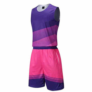 Ensemble uniforme de basket-ball réversible personnalisé expédition rapide taille jeune couleur unie grande taille imprimé de basket-ball par sublimation - Product Image 5