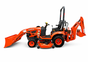 รถแทรกเตอร์คูโบต้า รุ่น LA340 ขับเคลื่อน 4 ล้อ พร้อมอุปกรณ์ตักดินด้านหน้าและอุปกรณ์ขุดดินด้านหลัง สีแดง รถแทรกเตอร์สำหรับงานเกษตร - Product Image 4