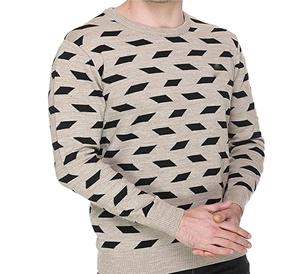 Pull-over tendance pour hommes, tricot patchwork avec logo personnalisé, pull d'hiver en tricot à manches longues et col rond avec motif doublé - Product Image 4