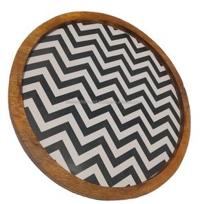 Bandeja de Servicio de Madera con Diseño Impreso, Bandejas Rectangulares de Madera de Mango para Té al por Mayor a Precio Competitivo - Product Image 1