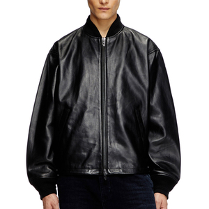 Customized Mens Stylish PU Leather Bomber Jacket High Quality Windproof Windbreak Leather Motorcycle Jackets Mens - Product Image 3