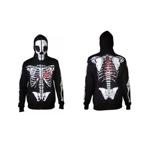 Custom Skull Print Mens Full Zip Hoodie <b>Thick</b> <b>Fleece</b> Material Long Sleeve Hooded Jacket Best Quality Streetwear Style in US - Product Image 6