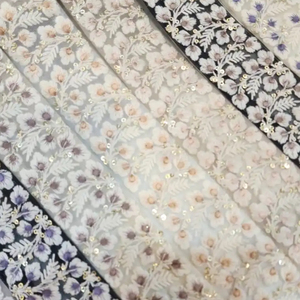 Lace Border Designer Lengha Hand Embroidery Designs for Borders Lace <b>Fabric</b> for Women - Product Image 1