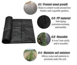 Toile tissée aiguilletée en PP noir de haute qualité, traitée anti-UV, pour barrière anti-mauvaises herbes agricole en plastique - Product Image 5