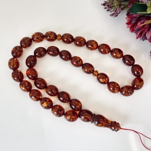 Perles de prière islamiques en ambre cognac doré, chapelet religieux en ambre, cadeau religieux - Product Image 3