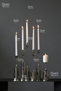 Bougeoirs modernes en aluminium nickel brillant faits à la main bougeoirs naturels pour la décoration de la maison Noël et Pâques - Product Image 3