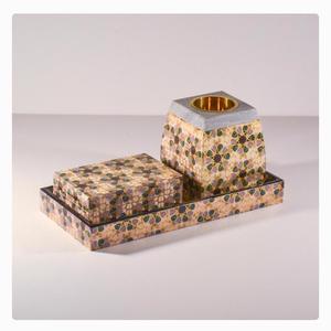 Ensemble de brûleurs d'encens indiens en résine avec incrustations de métal et de nacre écologiques et aromatiques pour la maison, le bureau, l'hôtel, idéal pour offrir en cadeau - Product Image 2