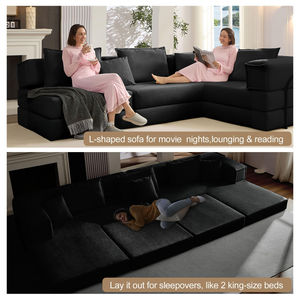 2026 Unique Products to Sell Online Low Moq Custom Compressed Pack L Shape Couch Sofa <b>Bed</b> Small Apartment Friendly - Product Image 5