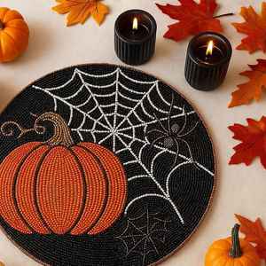 <b>Beaded</b> <b>Placemat</b> Handmade Round Charger for Luxury Dining & Holiday Decor Unique Piece Handmade <b>Beaded</b>, <b>Placemat</b>, Housewarming - Product Image 4