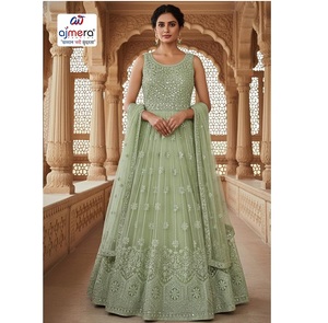 Robe de soirée Ajmera élégante, broderie naturelle, écologique, séchage rapide, pour réception de mariage, longueur ras du sol, sans manches, moderne - Product Image 1
