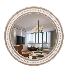 <b>Round</b> Wood <b>Mirror</b> Decorative <b>Mirrors</b> for <b>Wall</b> Decor Rustic Farmhouse Circle <b>Mirror</b> with White Wash Beads Distressed Hanging - Product Image 1