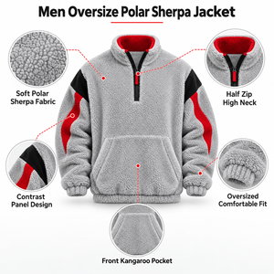 <b>Men</b> Heavyweight <b>Sherpa</b> <b>Jacket</b> Features Plush Material Oversized Fit And Excellent Warmth For Cooler Weather & Daily Casual Wear - Product Image 6