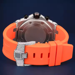 นาฬิกาดีไซน์ฮิปฮอปสุดเท่ หน้าปัดสแตนเลสสตีล ระบบ Miyota ประดับเพชรโมอิสซาไนต์ ความใส VVS สายหนัง ยกระดับแฟชั่น - Product Image 3