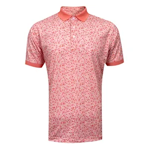 Golf de hombre de alta calidad personalizado al por mayor para Polo sublimación impresa poliéster Spandex hoja cuello tejido de punto digital - Product Image 1