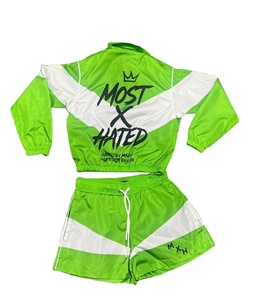 Unisex Windbreaker Zip-Up Hoodie & Shorts Set Reflective 2 in 1 Nylon Streetwear <b>Stand</b> Collar - Product Image 4