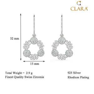 NOVAMART Fine Premium 925 Sterling Silver Drop <b>Earrings</b> for Women Girls Gold Water Flower Pattern Weddings Featuring <b>Opal</b> Pearl - Product Image 4