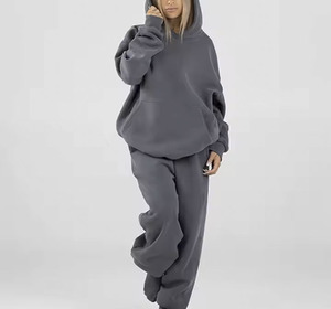 <b>Bulk</b> Unisex Fleece Sportswear Tracksuit Custom Logo High Quality Plain Heavyweight Oversized French <b>Terry</b> Cotton Blend Hoodie - Product Image 5