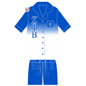 Conjunto de Pijama de Satén Personalizado de la Hermandad Zeta Phi Beta, Ropa Bordada Azul para Hermandades y Fraternidades con Logotipo Personalizado, Primavera Verano - Product Image 1