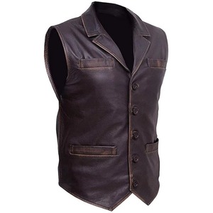 Chaleco de cuero de diseñador para hombre, ropa de abrigo sin mangas Retro de motocicleta ajustada de lujo, ropa de calle elegante - Product Image 2