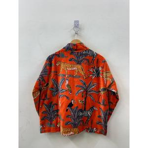 เสื้อแจ็คเก็ตกำมะหยี่พิมพ์ลายสีส้มส้มอิฐแบบบล็อกพิมพ์ลาย The Savanna Dusk สำหรับฤดูร้อน - Product Image 3
