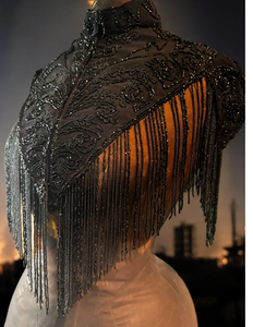 Robe de soirée élégante pour femmes, cape à paillettes, perles brodées, cristal, tissu organza antistatique respirant pour - Product Image 4