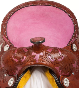 Sillín occidental de caballo de cuero genuino de calidad superior para carreras de barriles y equitación - Product Image 4