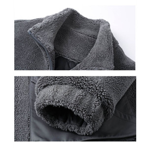 Chaqueta de Invierno Personalizada con Logotipo, Dobladillo Ajustable, Chaqueta Sherpa con Bolsillos con Cremallera para Hombre - Product Image 4