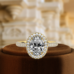 Bague de fiançailles, de mariage ou de fête en or jaune 14 carats classique de 1,00 carat, certifiée IGI, diamant de taille ovale cultivé en laboratoire, serti à griffes - Product Image 1