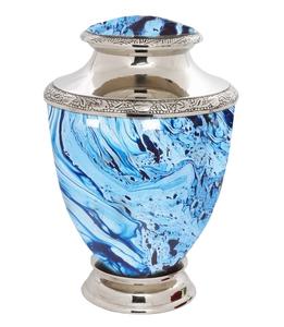 Urna conmemorativa de alta calidad grabada moderna y alternativa Urna de trofeo de creación de Metal rezando para humanos con urna de acabados elegantes - Product Image 3