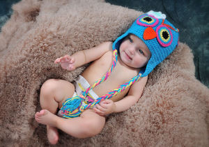 หมวกไหมพรมถักโครเชต์สีฟ้าสำหรับเด็กทารก EFANBEANIE หมวกนกฮูกน่ารักสำหรับเด็กผู้หญิง ทำด้วยมือ เหมาะสำหรับการเดินทาง - Product Image 6