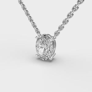 Pendentif solitaire en diamant taille ovale en argent sterling 925 massif - Product Image 3