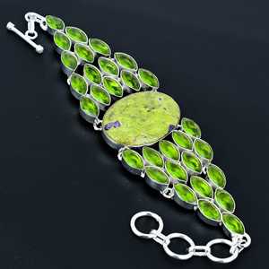 Natural Stichtite <b>Bracelet</b> With Peridot Birthstone Gemstone Handmade 925 Sterling <b>Silver</b> <b>Bracelet</b> Handmade <b>Bracelet</b> For Gifts - Product Image 4