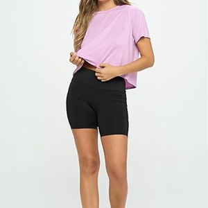 Top court respirant à manches courtes, col rond, décontracté, entraînement actif, yoga, course à pied, t-shirts courts pour femmes - Product Image 5