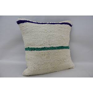Cojín étnico de lana a rayas vintage de 18x18 pulgadas - Product Image 2
