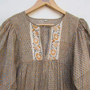 Elegante último diseñador indio Casual Maxi vestido de uso diario niñas vestido estampado al por mayor confeccionado mujeres Maxi vestidos conjunto de artículos - Product Image 5