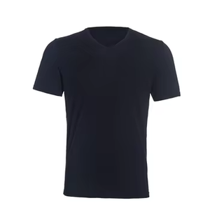 Nouveau t-shirt basique d'été en laine mérinos à col en V personnalisé 2025 pour hommes - Product Image 5
