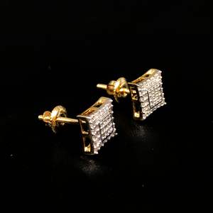 Boucles d'oreilles Hip Hop Iced Out 10kt 0,13ct de diamants ronds - Product Image 4