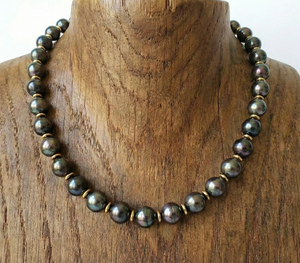 Collar de Perlas de Agua Dulce Hechas a Mano de Alta Calidad, Clásico para Mujer, Grado AA/AAA, Certificado por Terceros, Multihilos, Dorado - Product Image 5