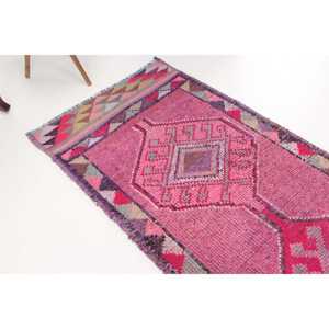 Vintage <b>Runner</b> <b>Rug</b>, 2.8x9.5 ft Turkish <b>Rug</b>, Pink Ombr Wool <b>Rug</b> - Product Image 1